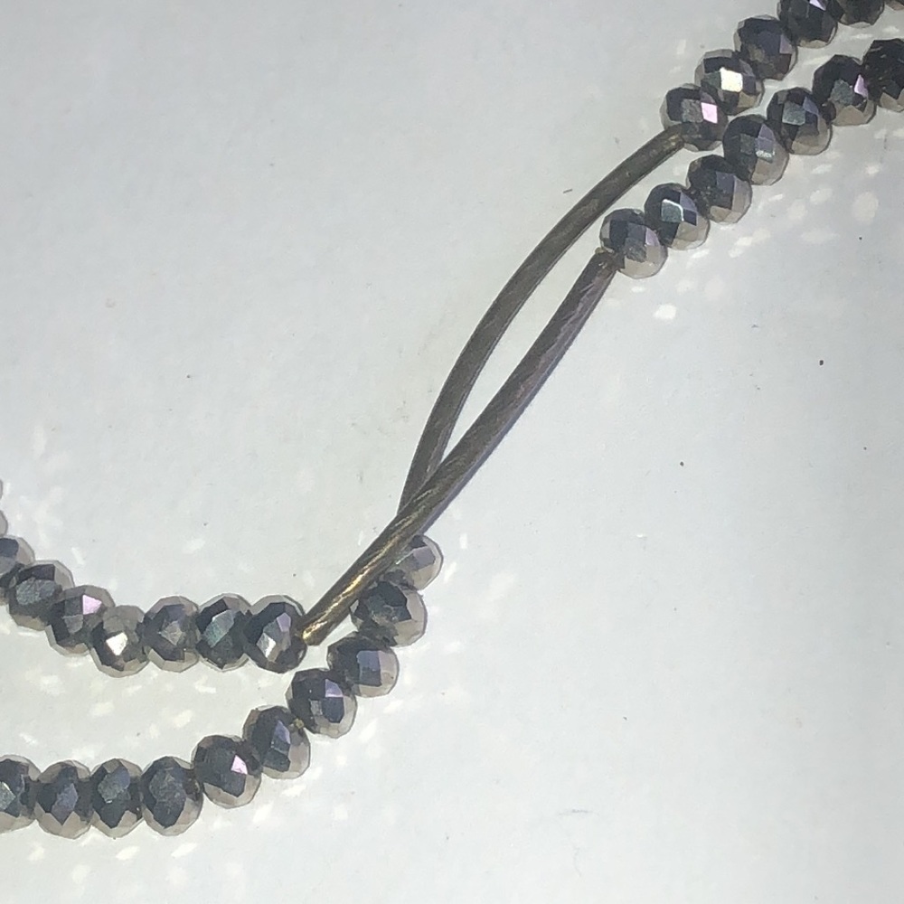Gunmetal Gray Metallic Glass Beaded Boho Necklace - Picture 5 of 8
